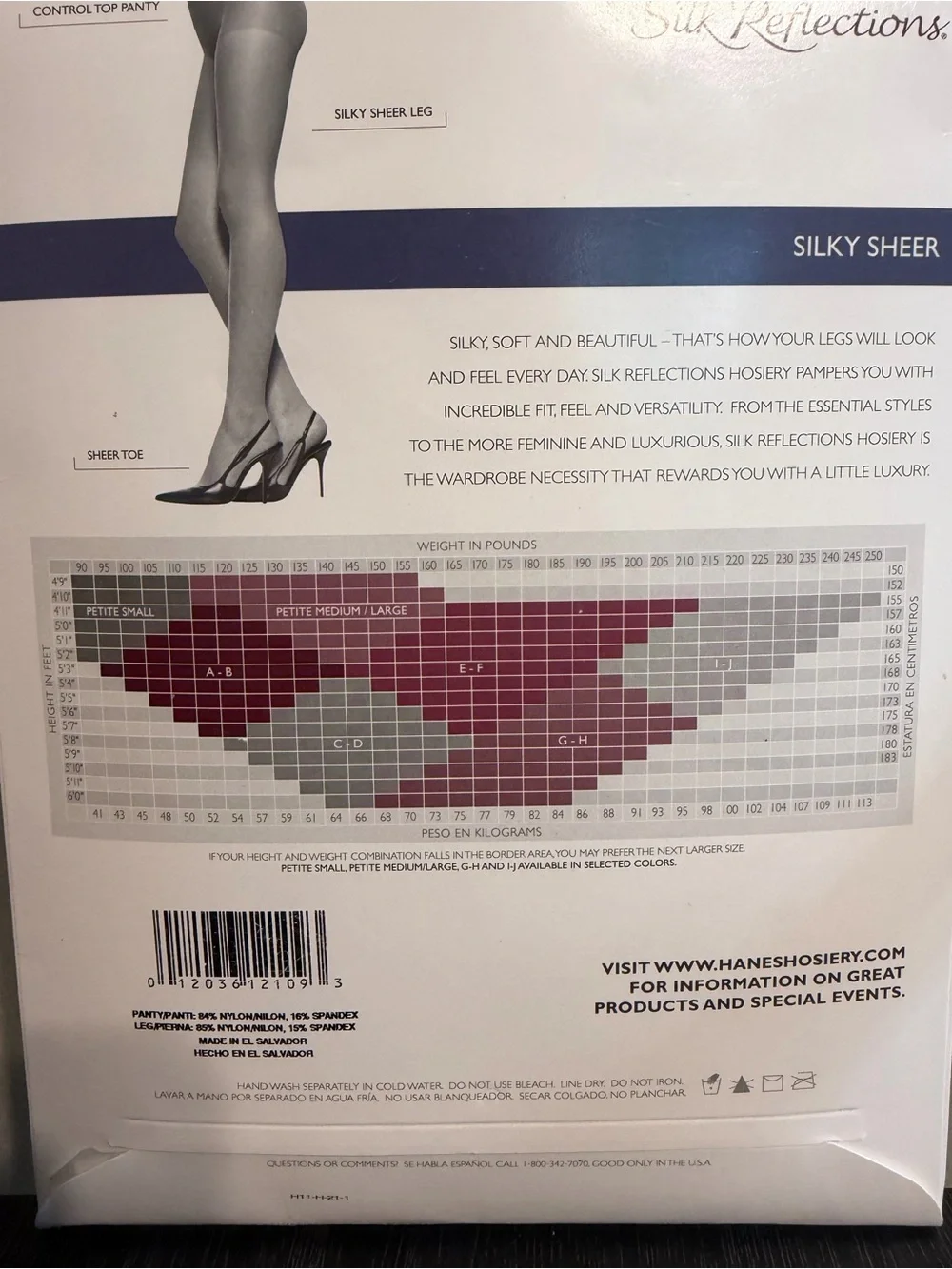 Hanes Silk Reflections Silky Sheer Control Top Pantyhose - Black